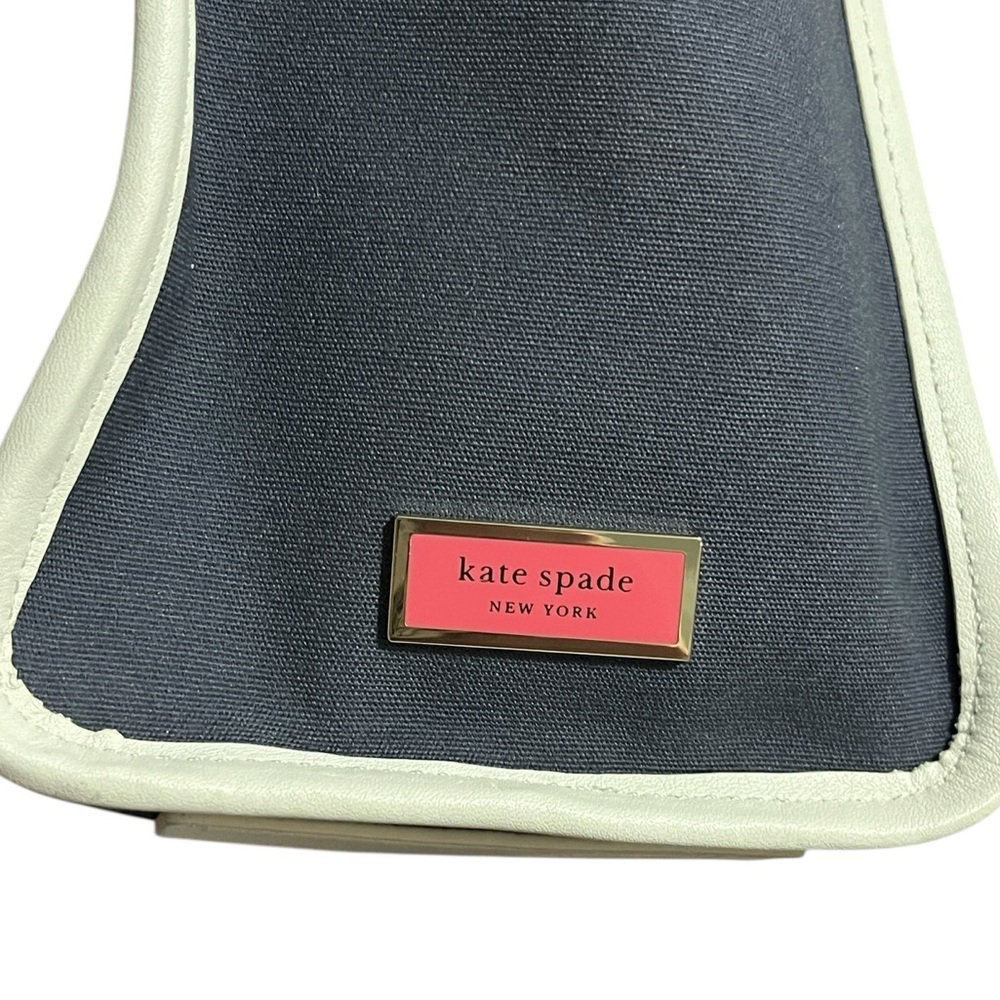 Kate Spade Sam Medium Canvas Plunge Satchel in Denim & White - Picture 11 of 13